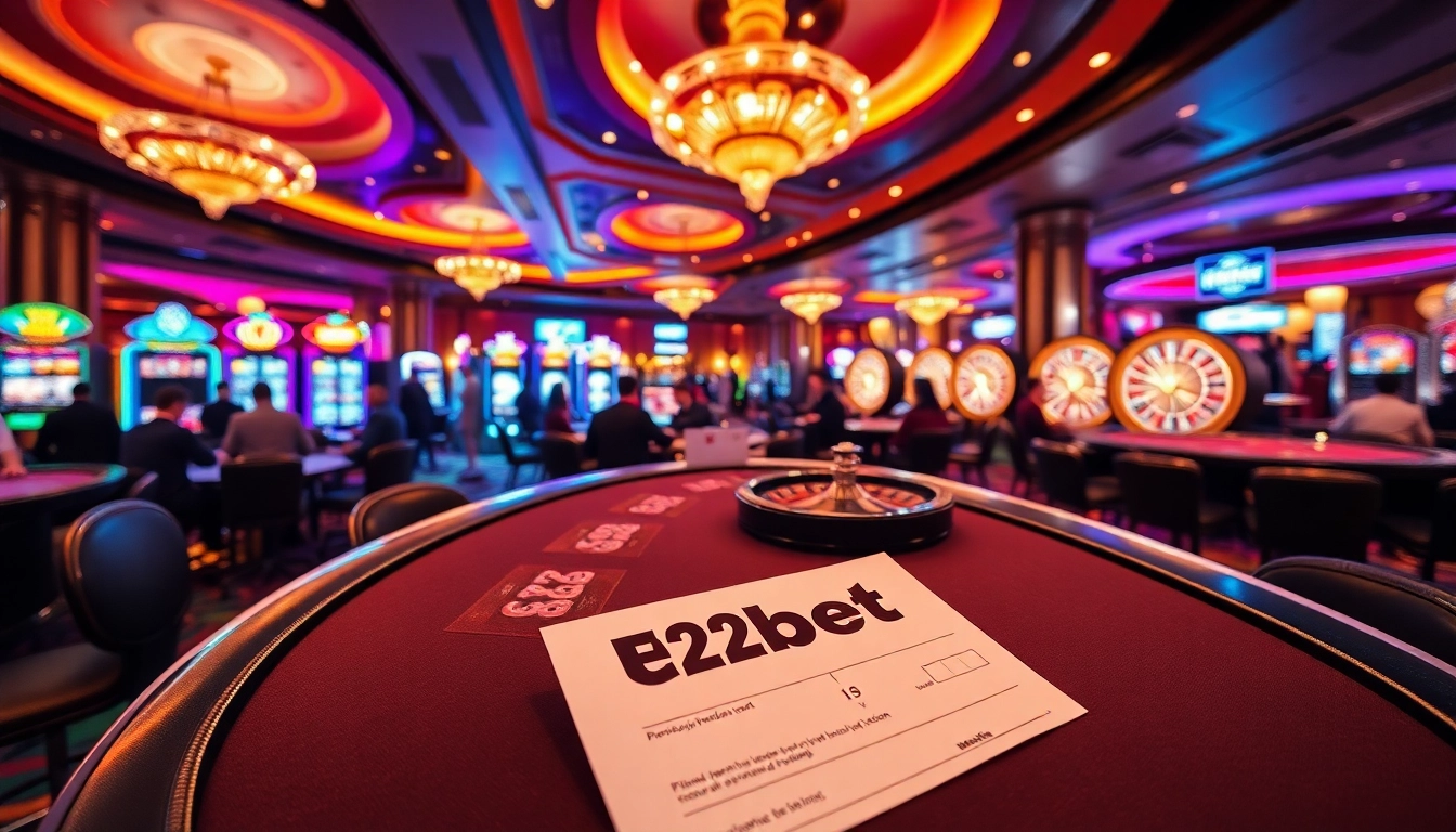 E2bet players engaging in high-stakes poker at a vibrant casino table