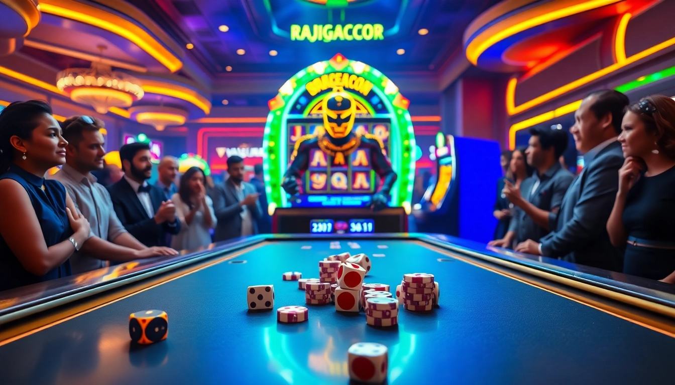 Engaging scene of RAJAGACOR's Spaceman Slot machine captivating gamblers in a vibrant casino.