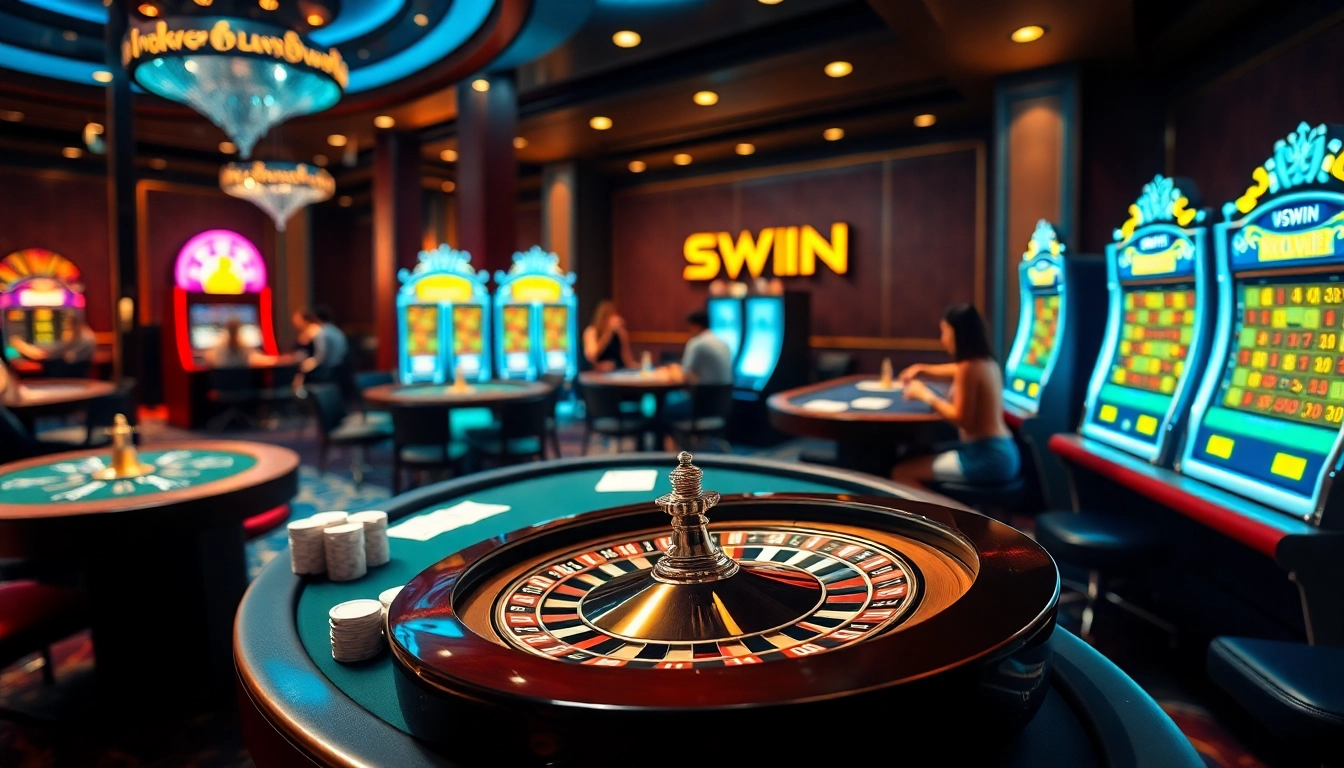 Experience thrilling games and luxury at VSWIN casino with vibrant atmosphere and engaged players.