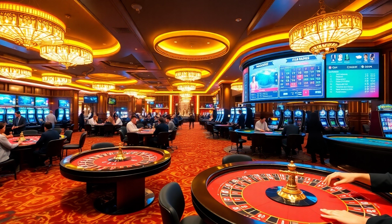KQBD scores displayed in a luxurious casino atmosphere with players betting on various games