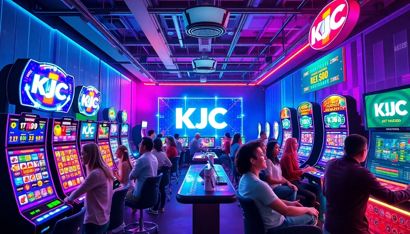 KJC gaming scene with diverse players enjoying live casino and sports betting