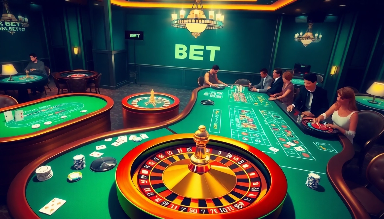 Experience the excitement of 28 BET with glamorous casino games featuring vibrant tables and enthusiastic gamblers.