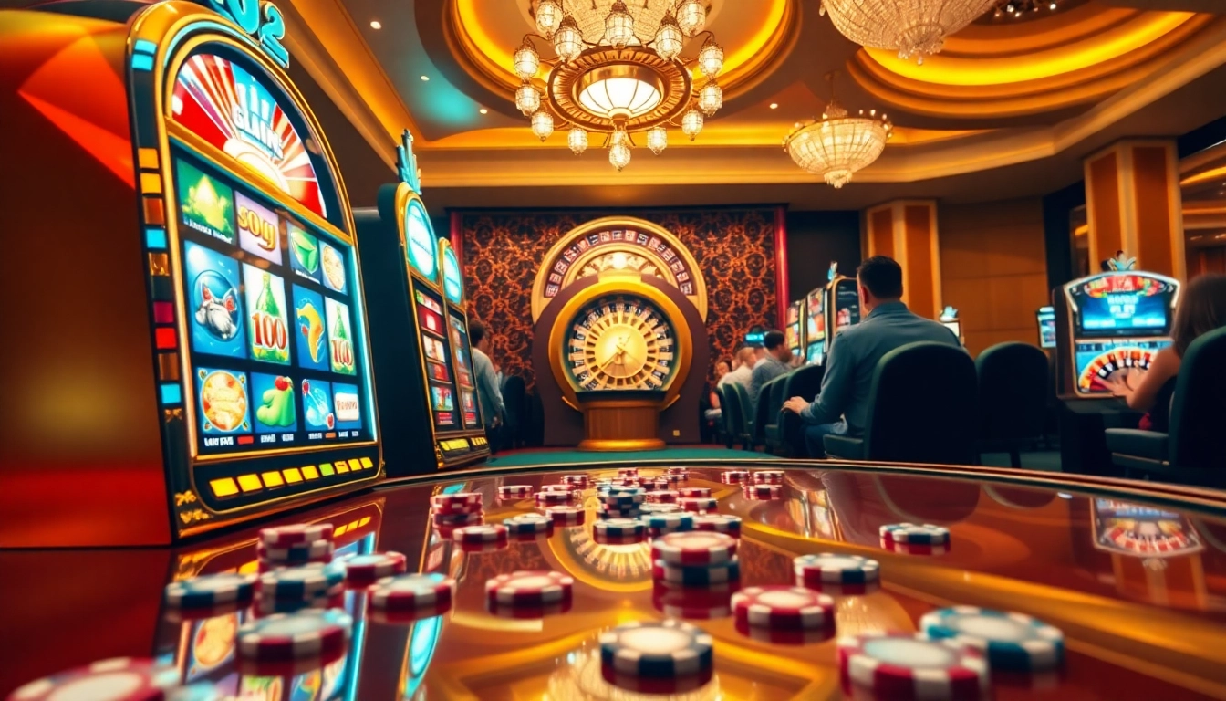 Mesin slot yang berkedip dengan kegembiraan, menampilkan pengalaman bermain terbaik di kasino mewah.